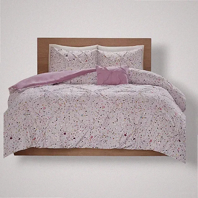 Intelligent Design Pink Abby Pintucked Metallic 3-Pc Duvet Cover Set, Twin/TXL