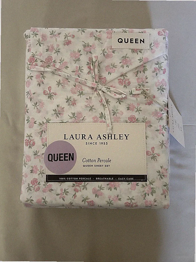 NEW 4pc Laura Ashley Queen Sheet Set Cottage Floral DITSY DOODLE Pinks & Green