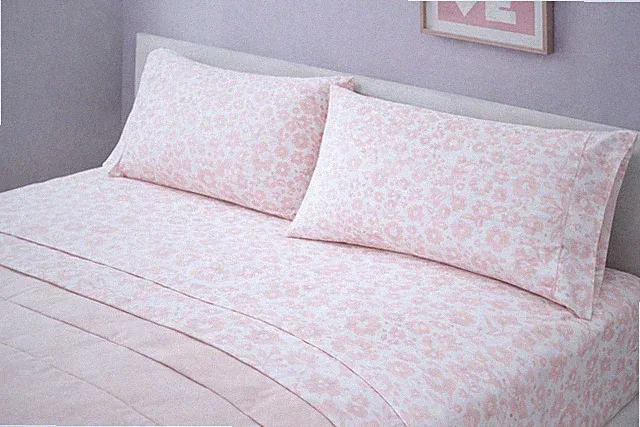 Pink Floral Full Sheet Set 4pc Bedding Set Soft Cottagecore Bedroom NEW