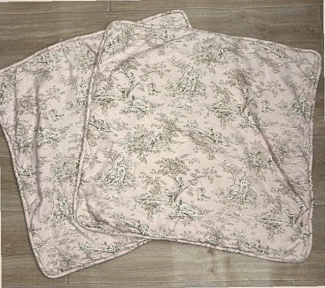 Toile Euro Pillow Covers Shams Pink French Country Farmhouse Set Of 2