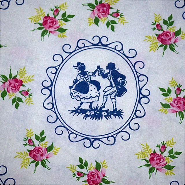 Vintage Duvet Comforter Cover Pink Roses Cameo Silhouettes Cottage Cotton Floral
